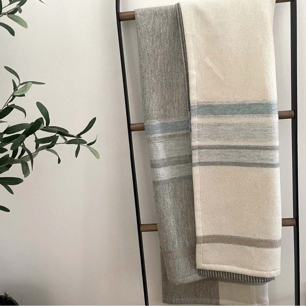 County Brook Lancashire England Handwoven Wool Throw Gray - NEW